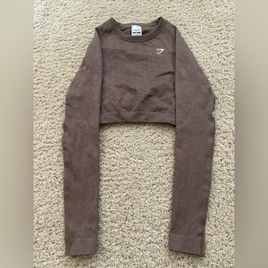 Gymshark XS Brown Vital Seemless 2.0 Long Sleeve Crop Top